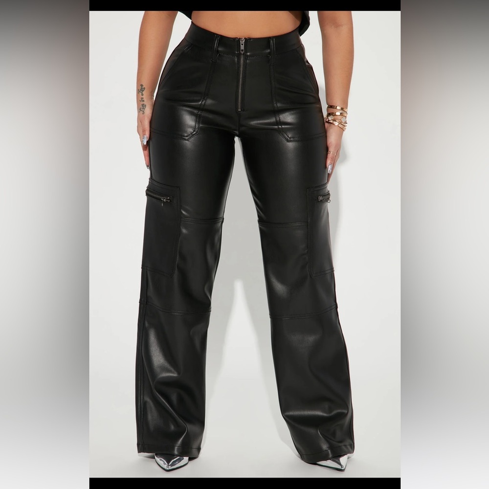 XL Straight Leg Faux Leather Pants